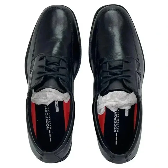 Rockport Essential Black Leather Cushioned Mens Oxfords Size 7M