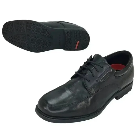 Rockport Essential Black Leather Cushioned Mens Oxfords Size 7M