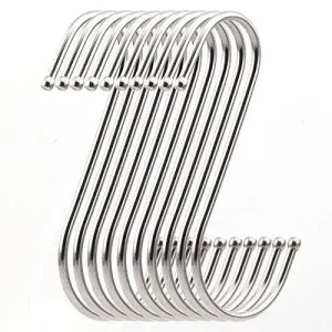 RuiLing Premium 4.9 inch Heavy Duty Stainless Steel S Hooks - S Shaped hook - Hanger Hooks - Ideal for hanging pots and pans, plants, utensils, towels etc. Set of 10