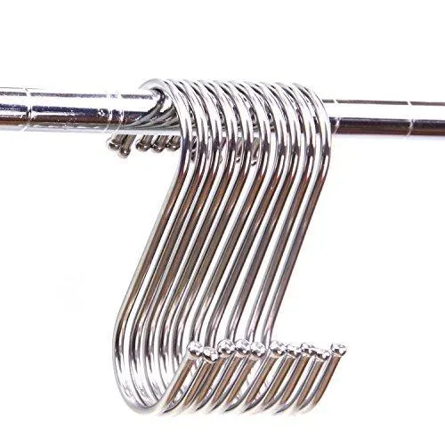 RuiLing Premium 4.9 inch Heavy Duty Stainless Steel S Hooks - S Shaped hook - Hanger Hooks - Ideal for hanging pots and pans, plants, utensils, towels etc. Set of 10