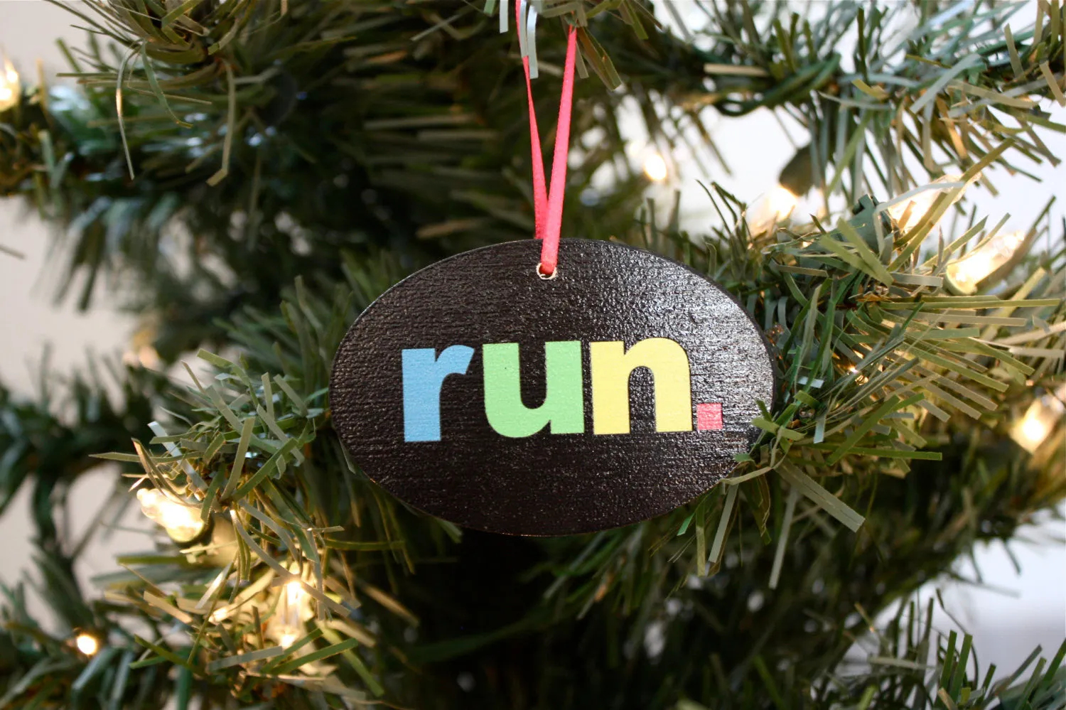 Run. Christmas Ornament  - Colorful and perfect for the holidays!  Makes a great gift for running buddies too!