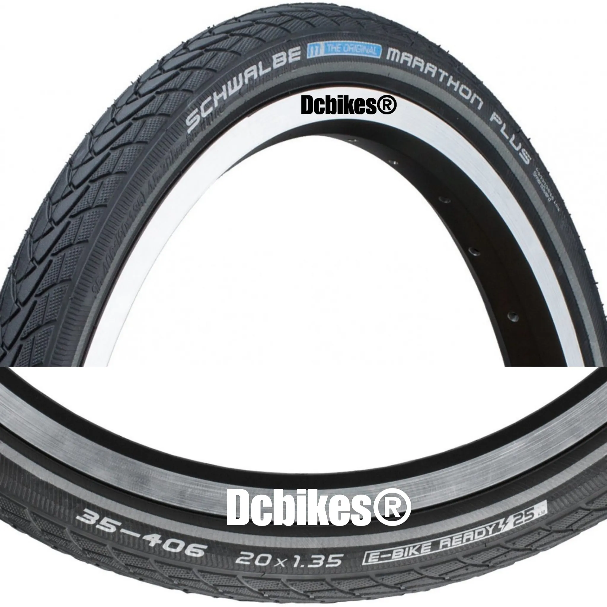 Schwalbe 20 X 1.35 Marathon Plus Folding Bike Wired Tyres Etrto: 35-406 (2 Tires) 