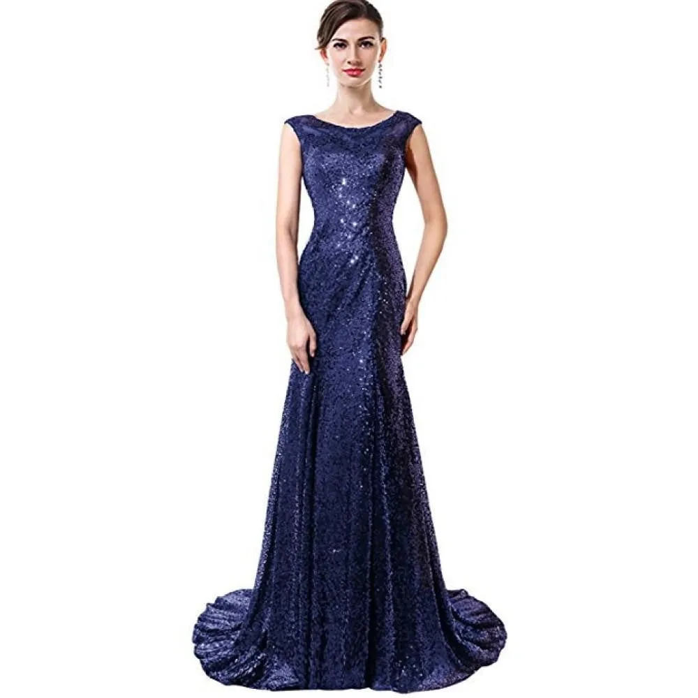 Sequin Gown Evening Maxi Dress Sleeveless Formal Dress Prom Gowns