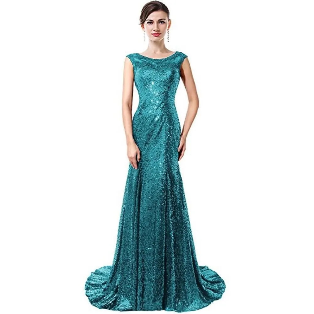 Sequin Gown Evening Maxi Dress Sleeveless Formal Dress Prom Gowns