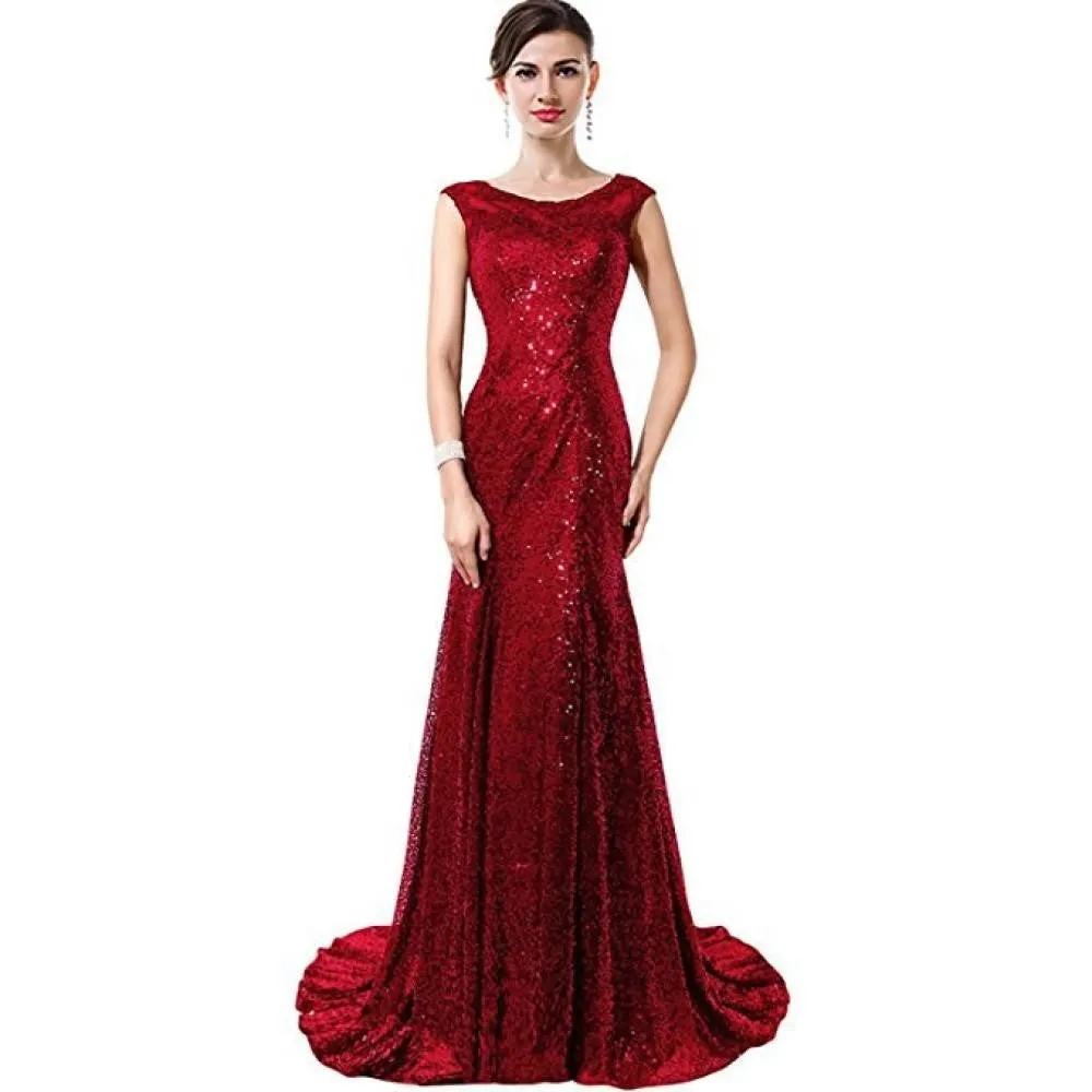Sequin Gown Evening Maxi Dress Sleeveless Formal Dress Prom Gowns