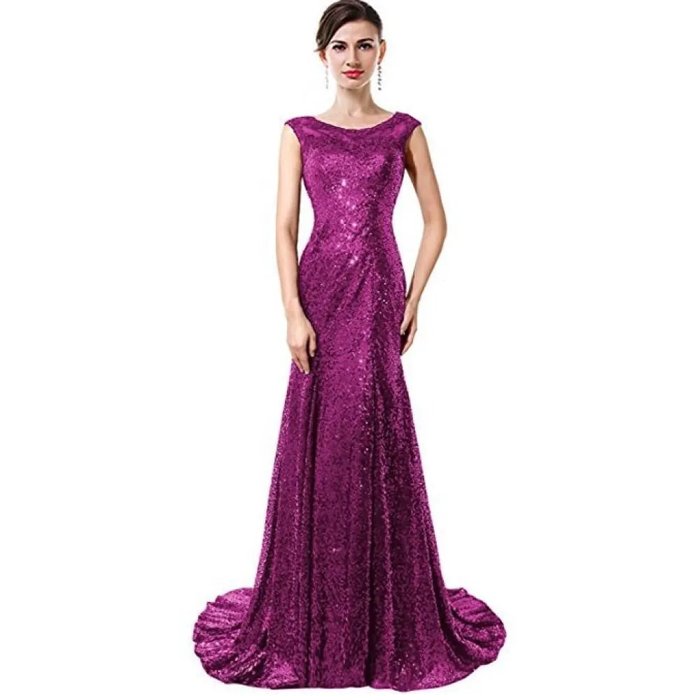 Sequin Gown Evening Maxi Dress Sleeveless Formal Dress Prom Gowns