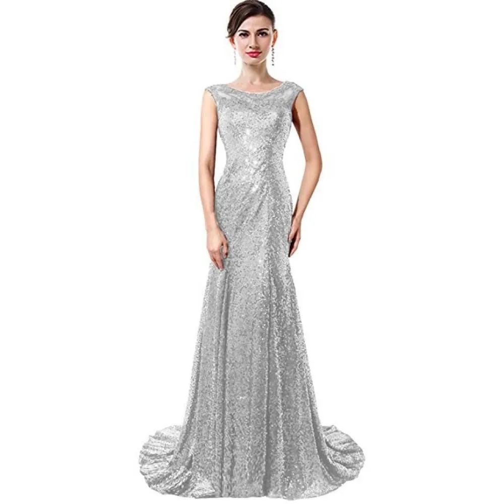 Sequin Gown Evening Maxi Dress Sleeveless Formal Dress Prom Gowns