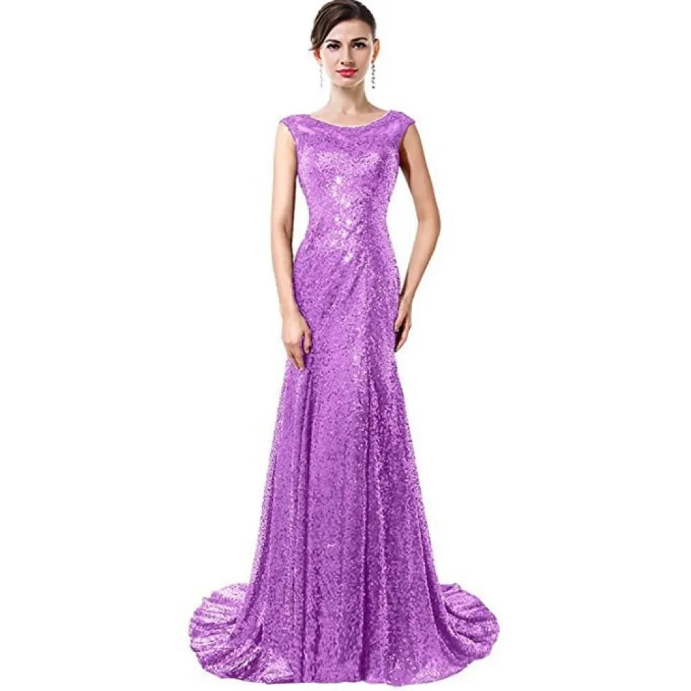 Sequin Gown Evening Maxi Dress Sleeveless Formal Dress Prom Gowns
