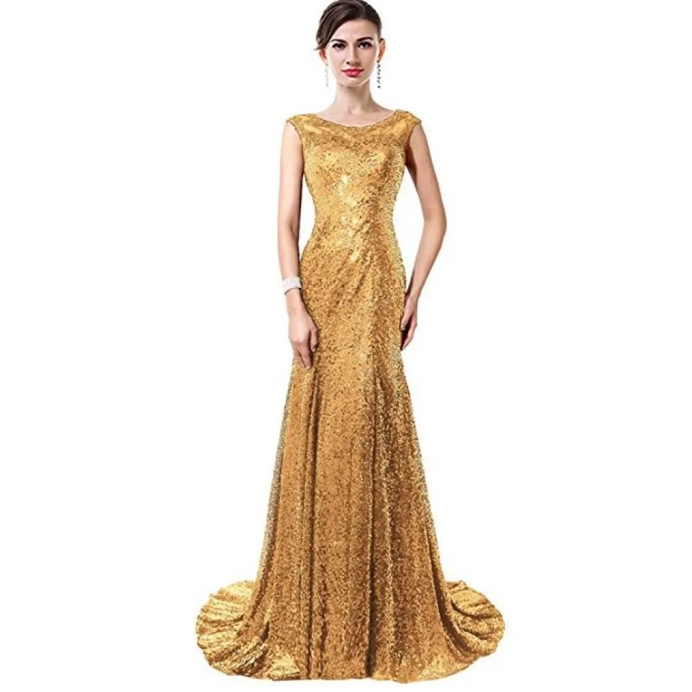 Sequin Gown Evening Maxi Dress Sleeveless Formal Dress Prom Gowns