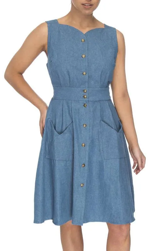 Sheet Dress in Washed Denim