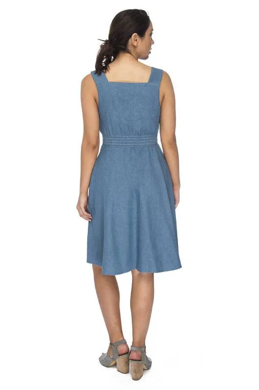 Sheet Dress in Washed Denim