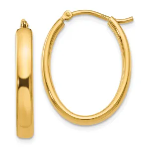 Silver Gold-plated Polished Oval Hoop Earrings