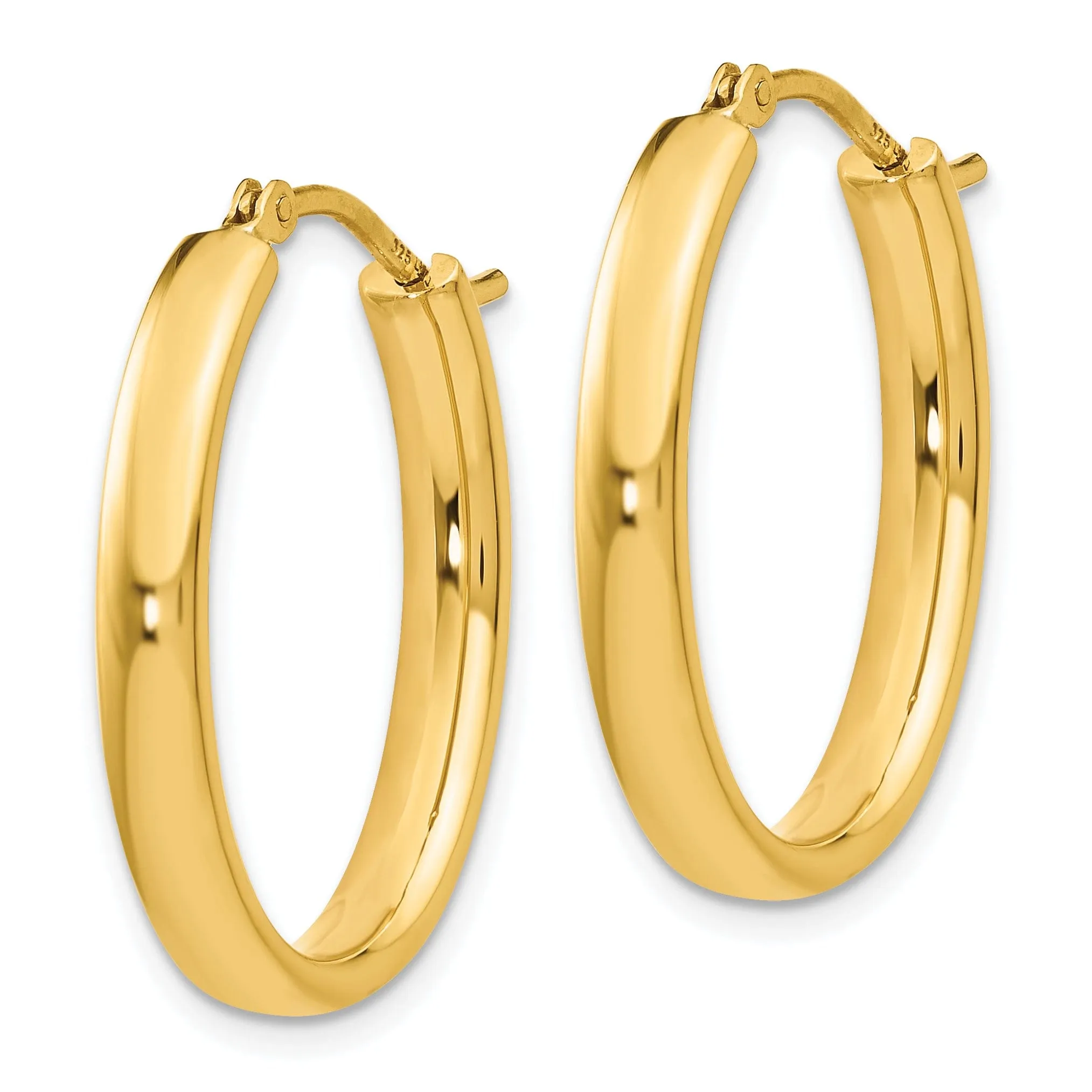 Silver Gold-plated Polished Oval Hoop Earrings