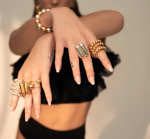 Sleek Stainless Steel Double Capsule Ring
