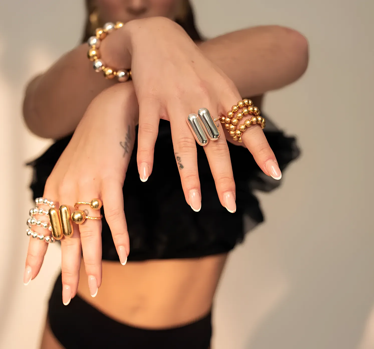Sleek Stainless Steel Double Capsule Ring