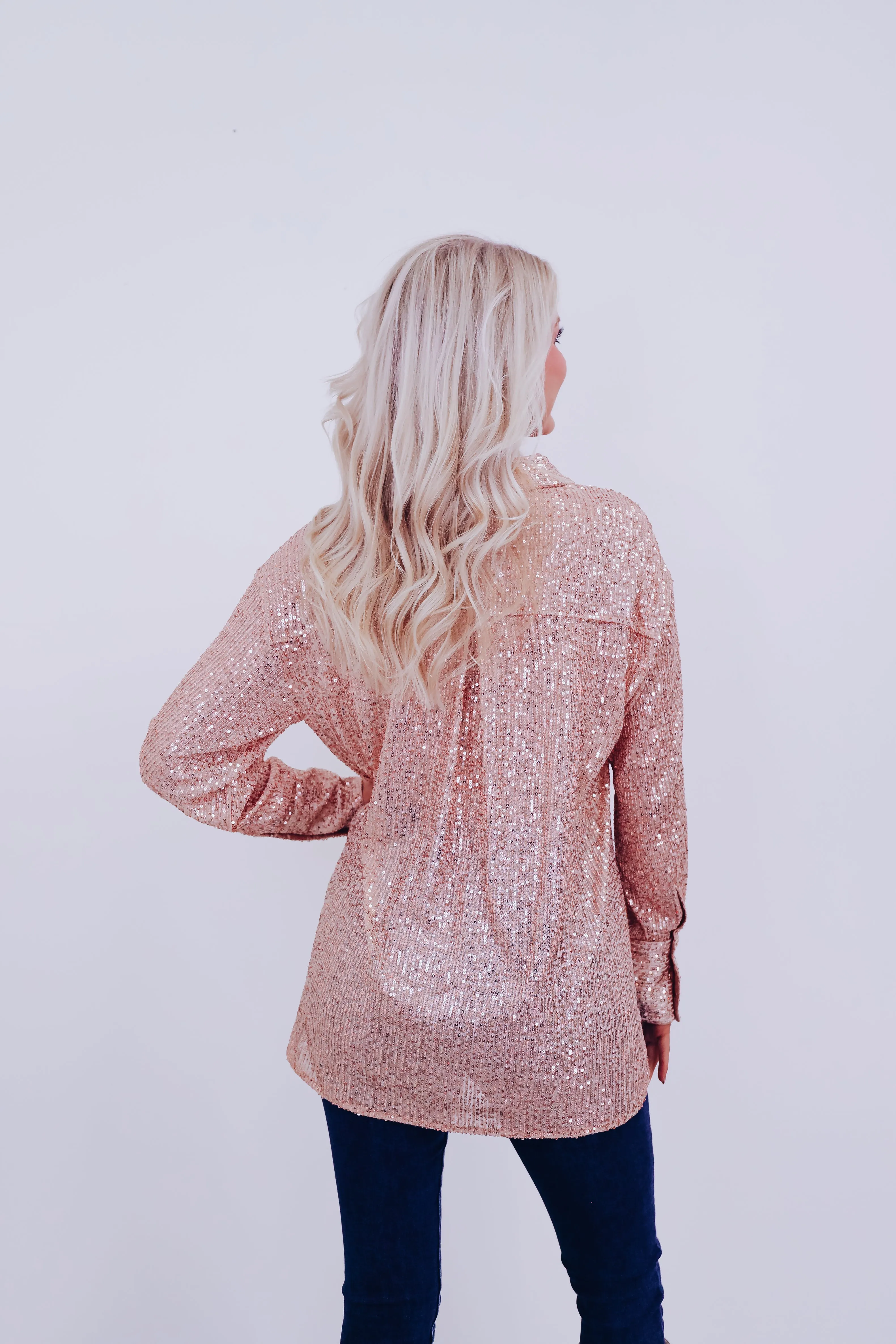 Sparkle On Sheer Sequin Mesh Top - Gold