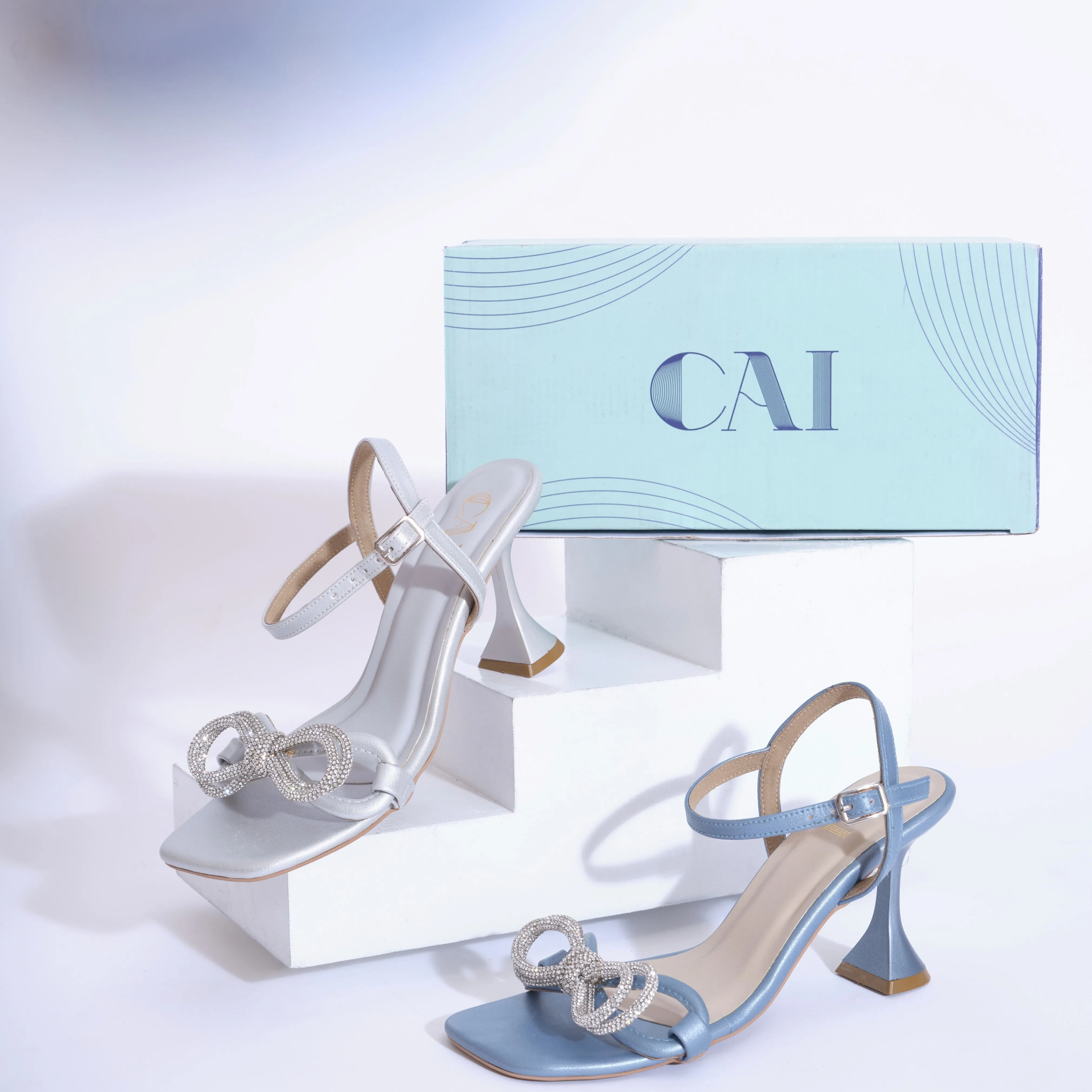 Sparkly Blue Bow Heels
