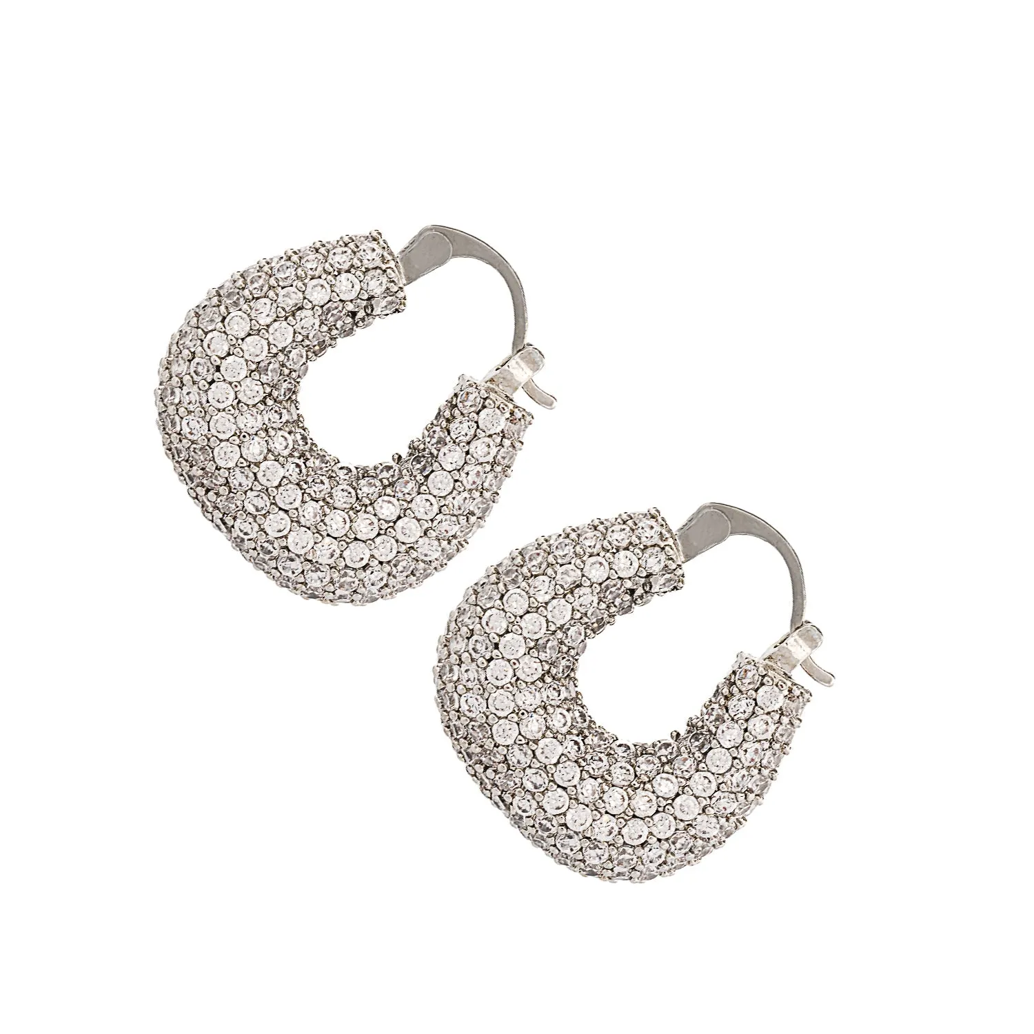Sparkly Diamond Silver Fashion Earrings