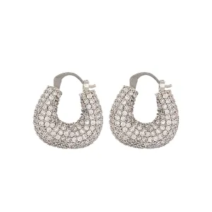 Sparkly Diamond Silver Fashion Earrings