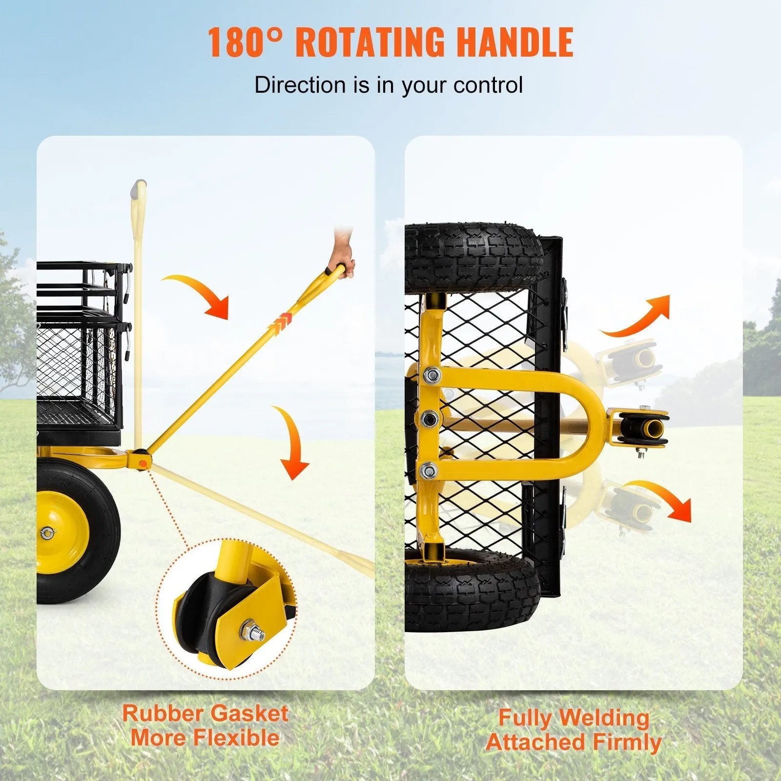 Steel Garden Cart, Heavy Duty 900 Lbs Capacity