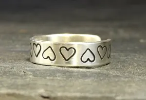 Sterling Silver Heart Toe Ring with Love