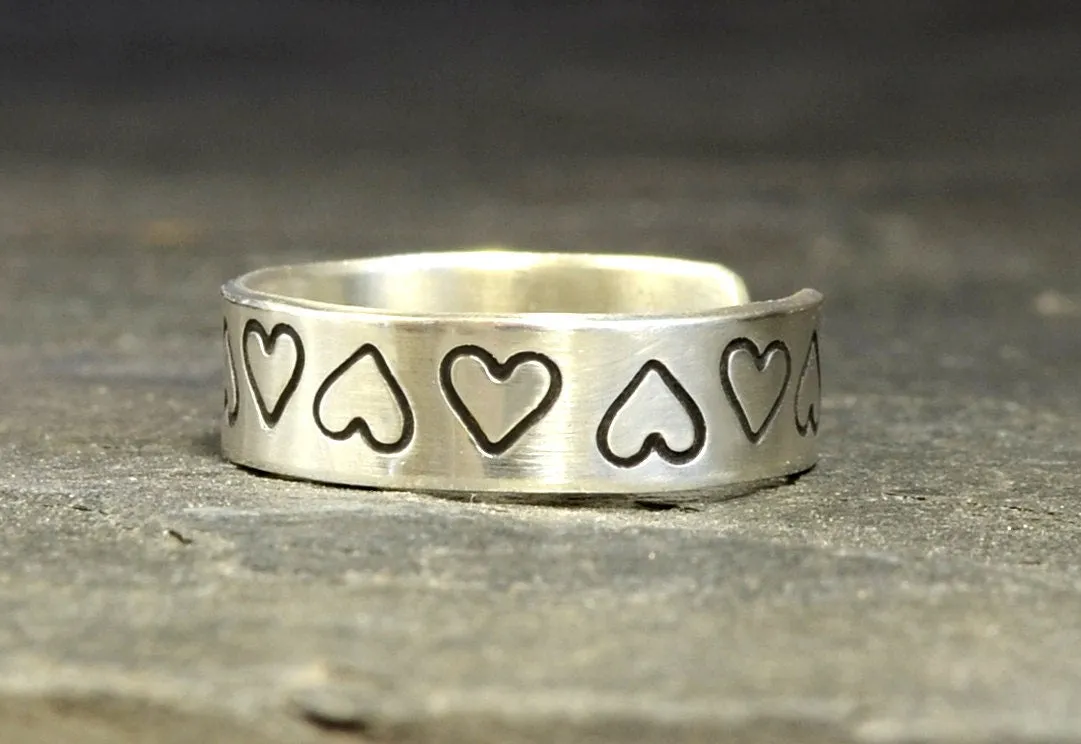 Sterling Silver Heart Toe Ring with Love
