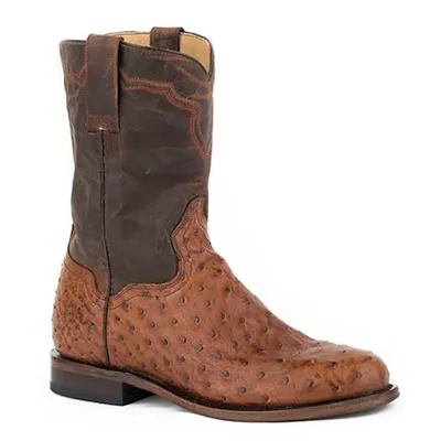 Stetson Puncher 12-020-7606-0760 Mens Brown Ostrich Leather Western Boots