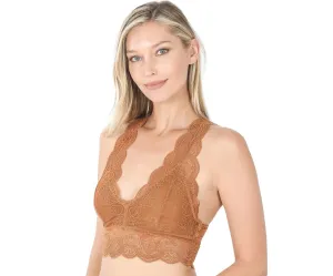 Stretch Lace Bralette - Hourglass Back - Coffee