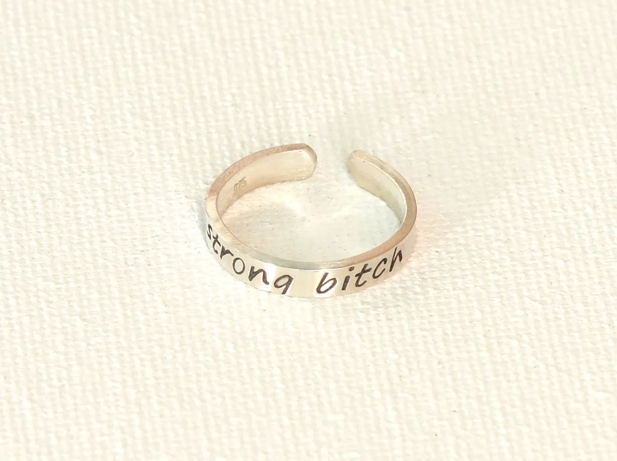 Strong Bit@h Sterling Silver Toe Ring