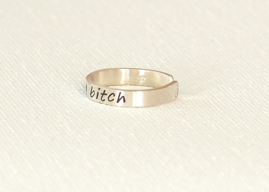 Strong Bit@h Sterling Silver Toe Ring
