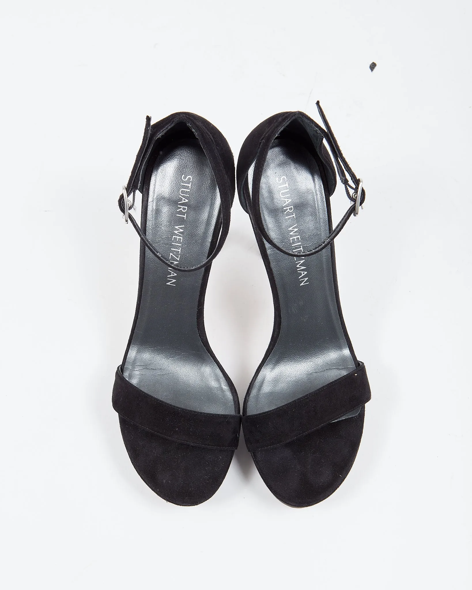 Stuart Weitzman Black Suede Strap Sandal Heel - 38