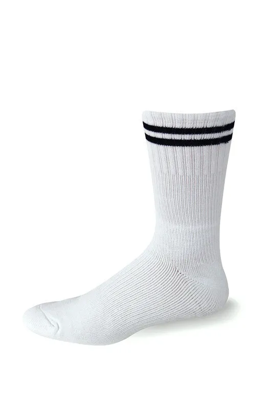 Support Postal Crew Socks White with Navy Blue Stripes
