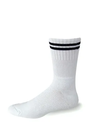 Support Postal Crew Socks White with Navy Blue Stripes