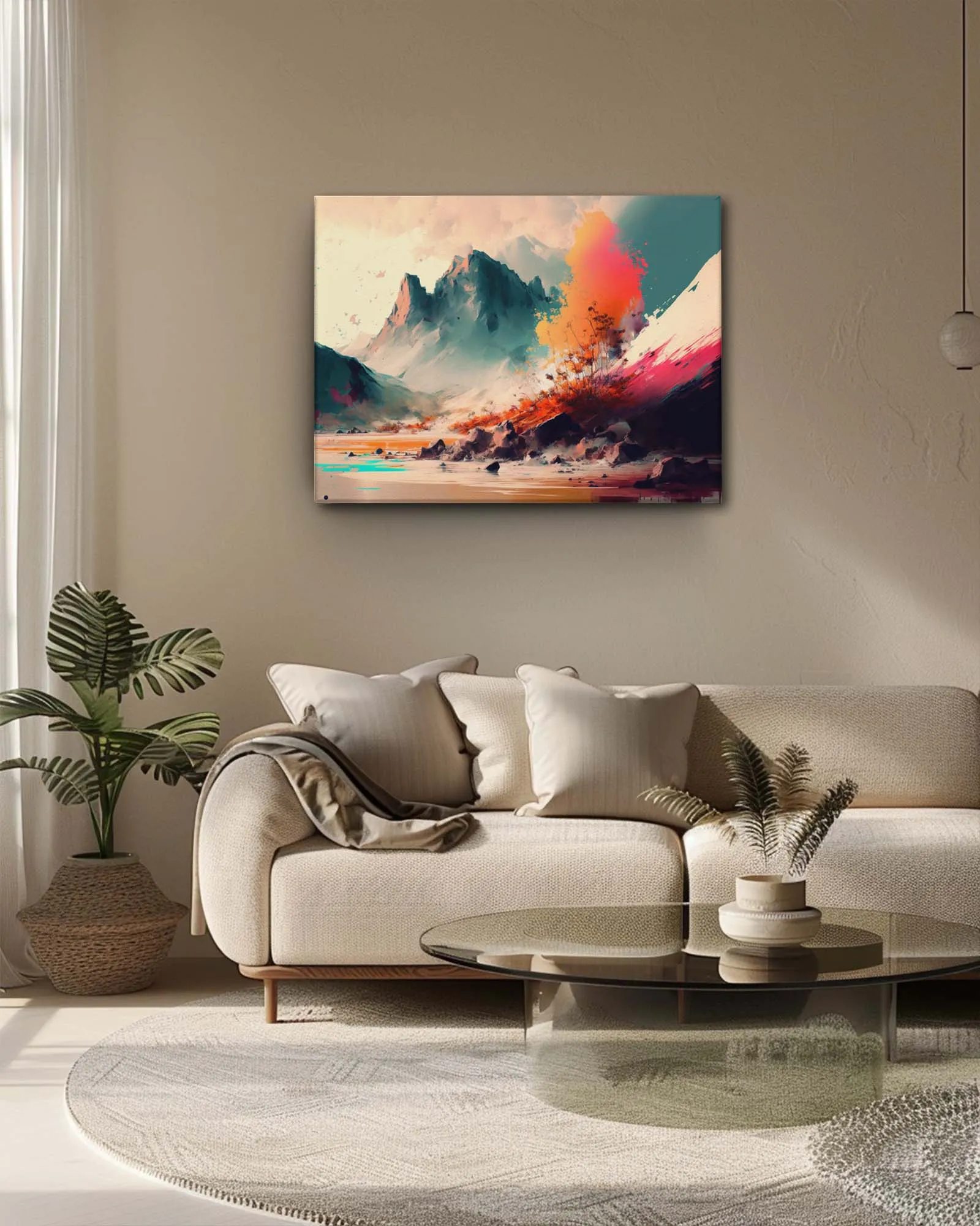 Surreal mountain splash Abstract Canvas Art