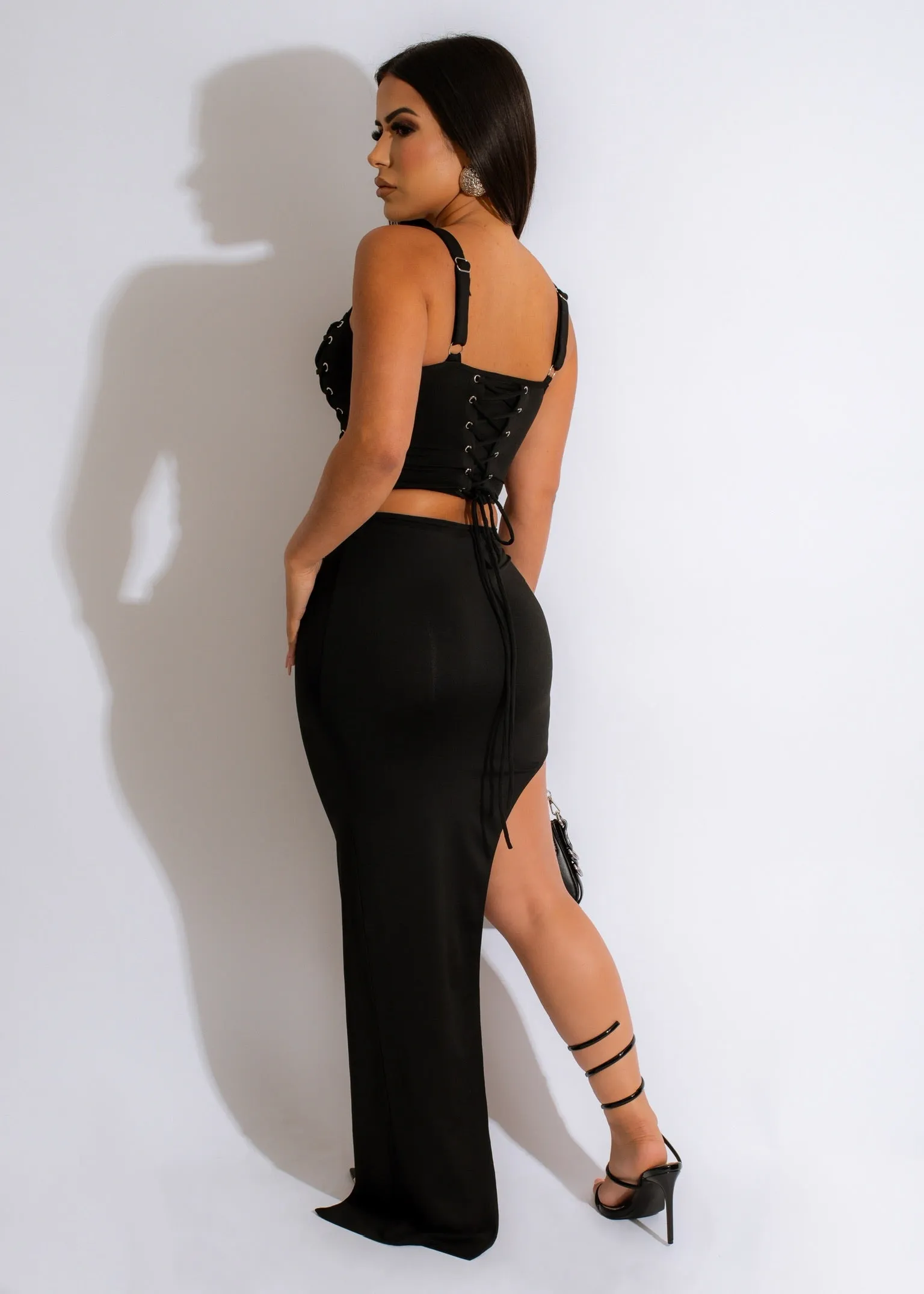 Take Me Away Skirt Set Black