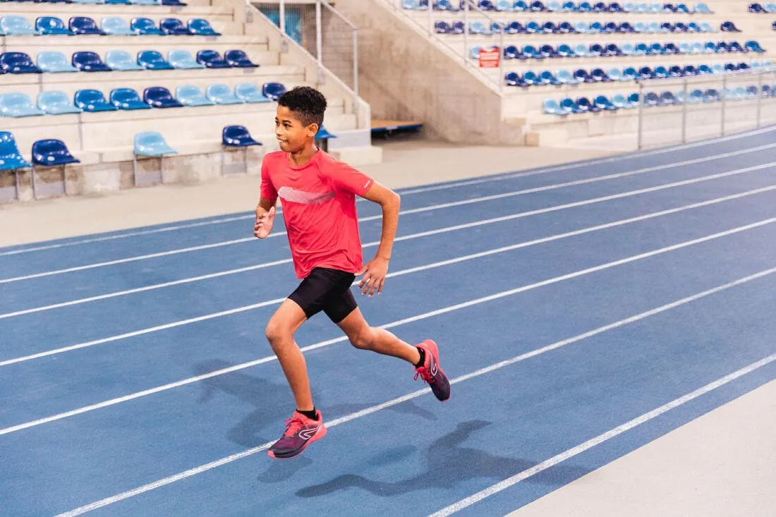 Tee-Shirt enfant de running et d'athlétisme AT 300 Kiprun Track rouge