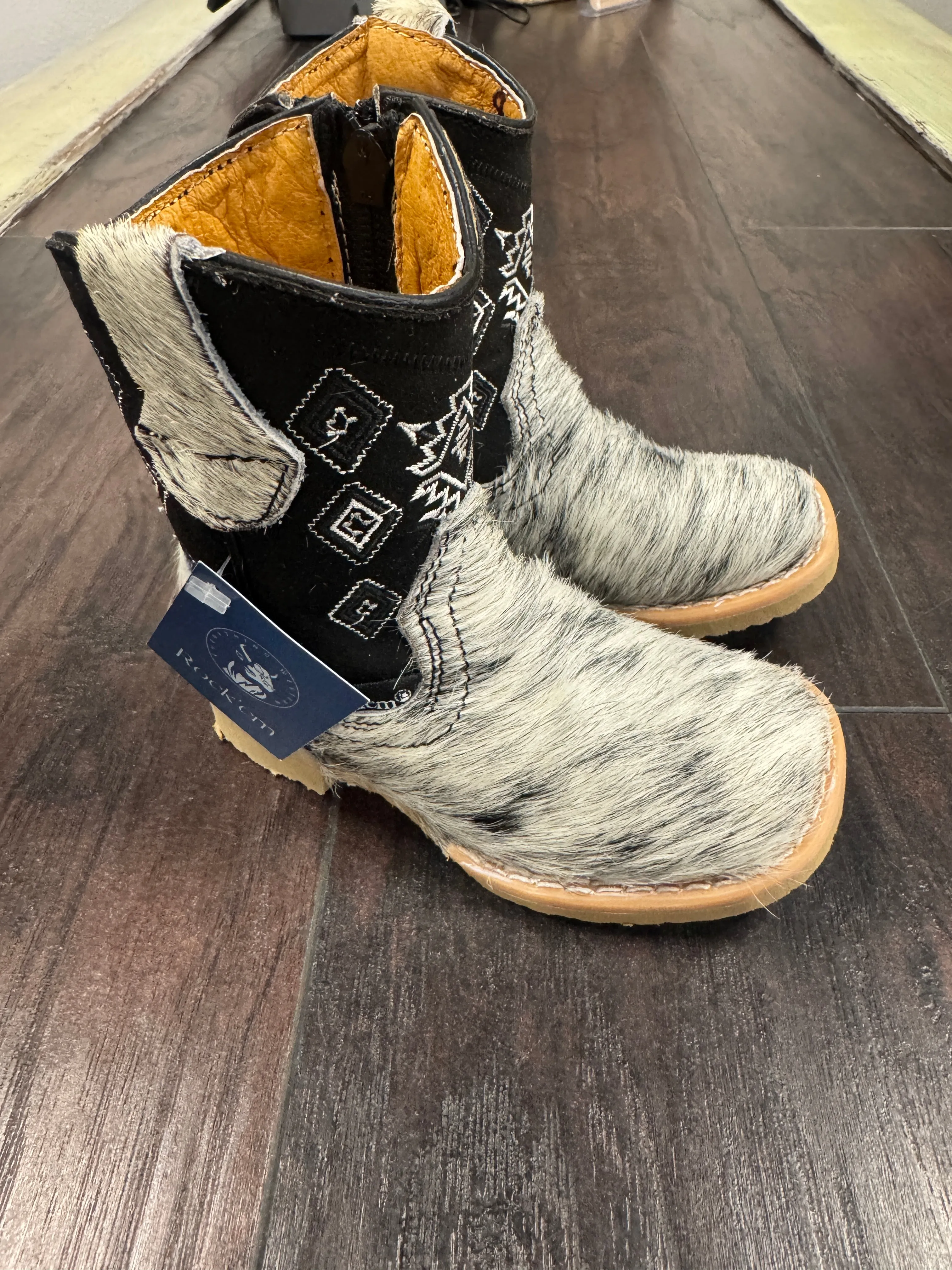 Toddler Boys Cowhide bl/wh