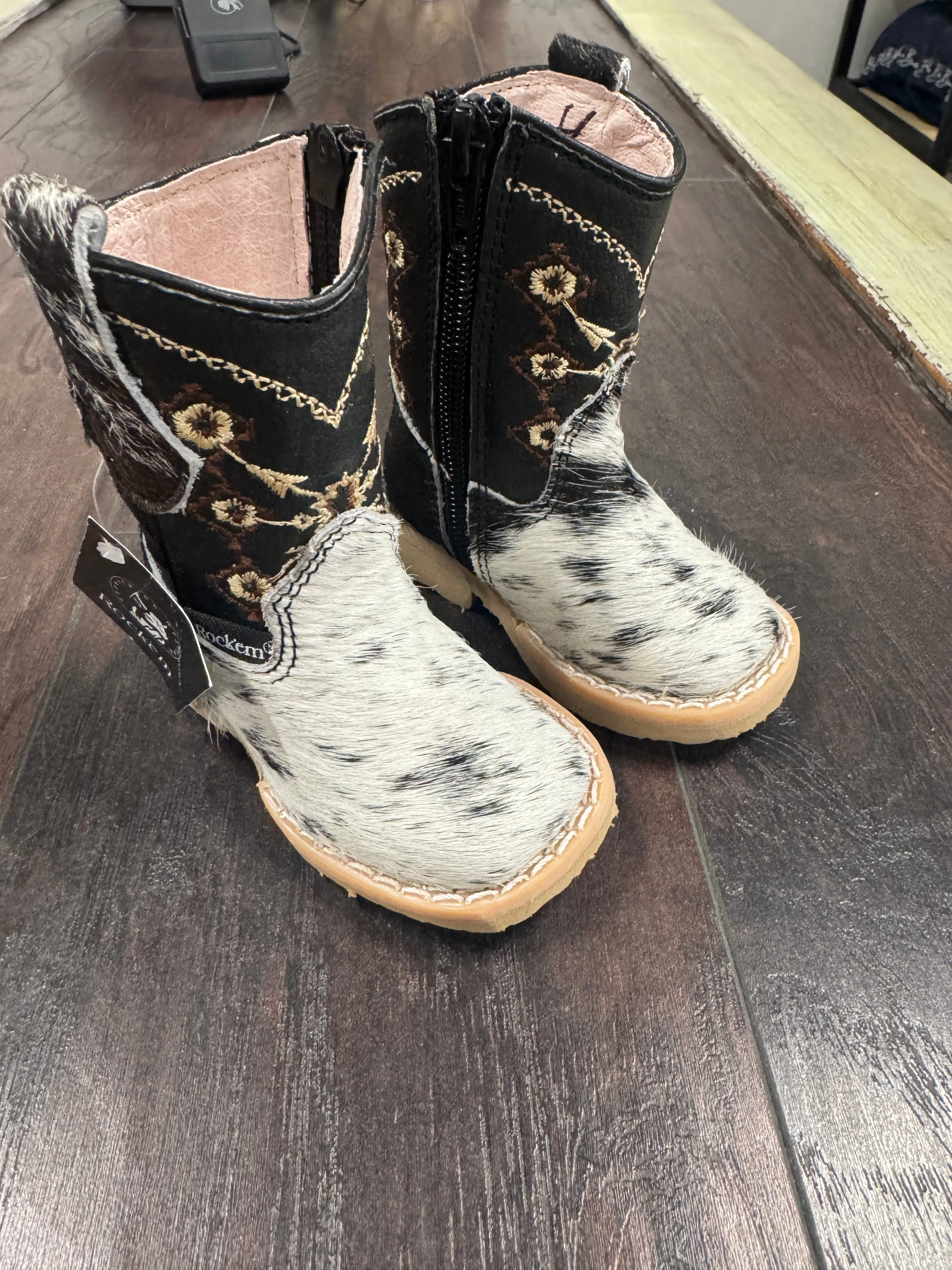 Toddler Girls Cowhide bl/wh