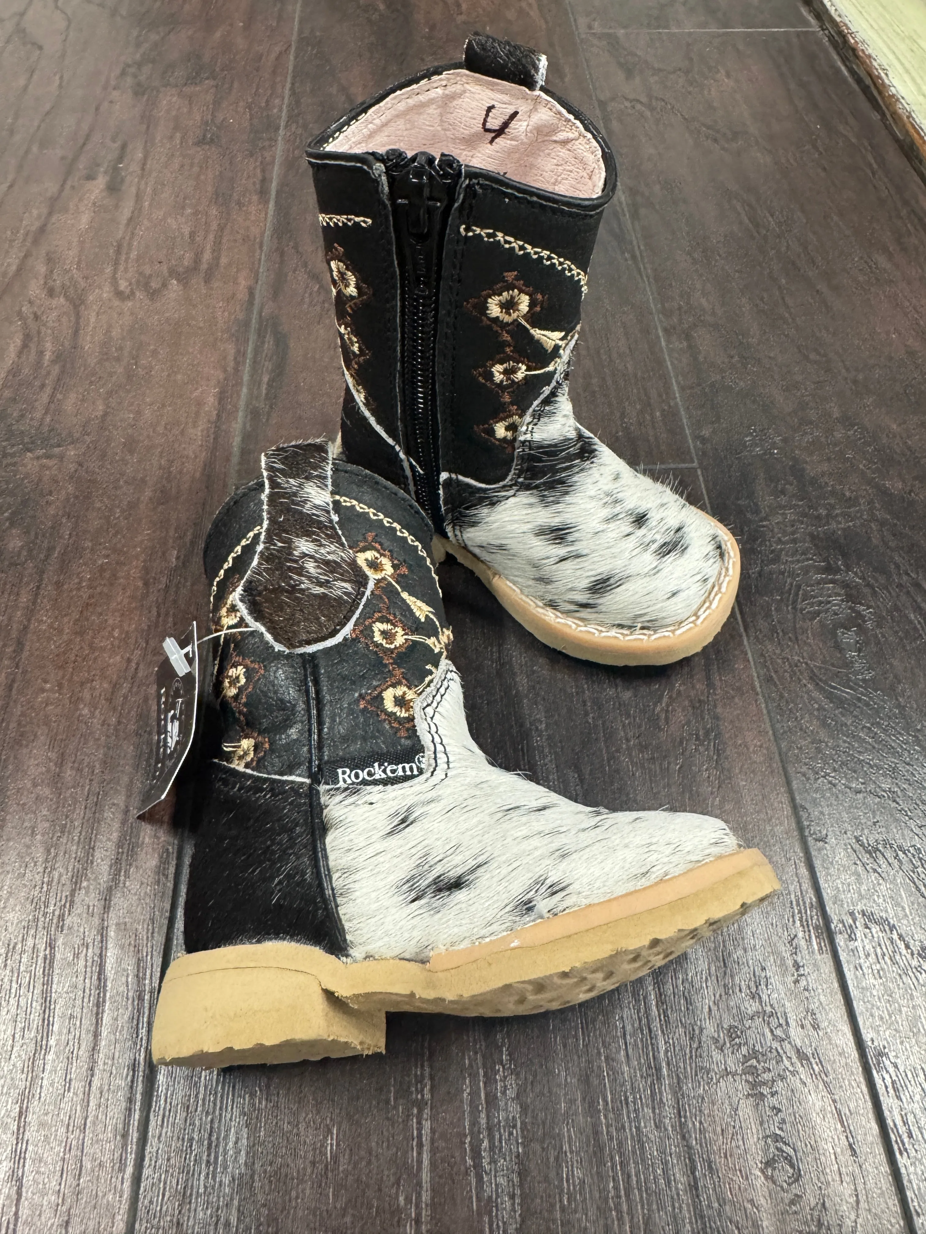 Toddler Girls Cowhide bl/wh