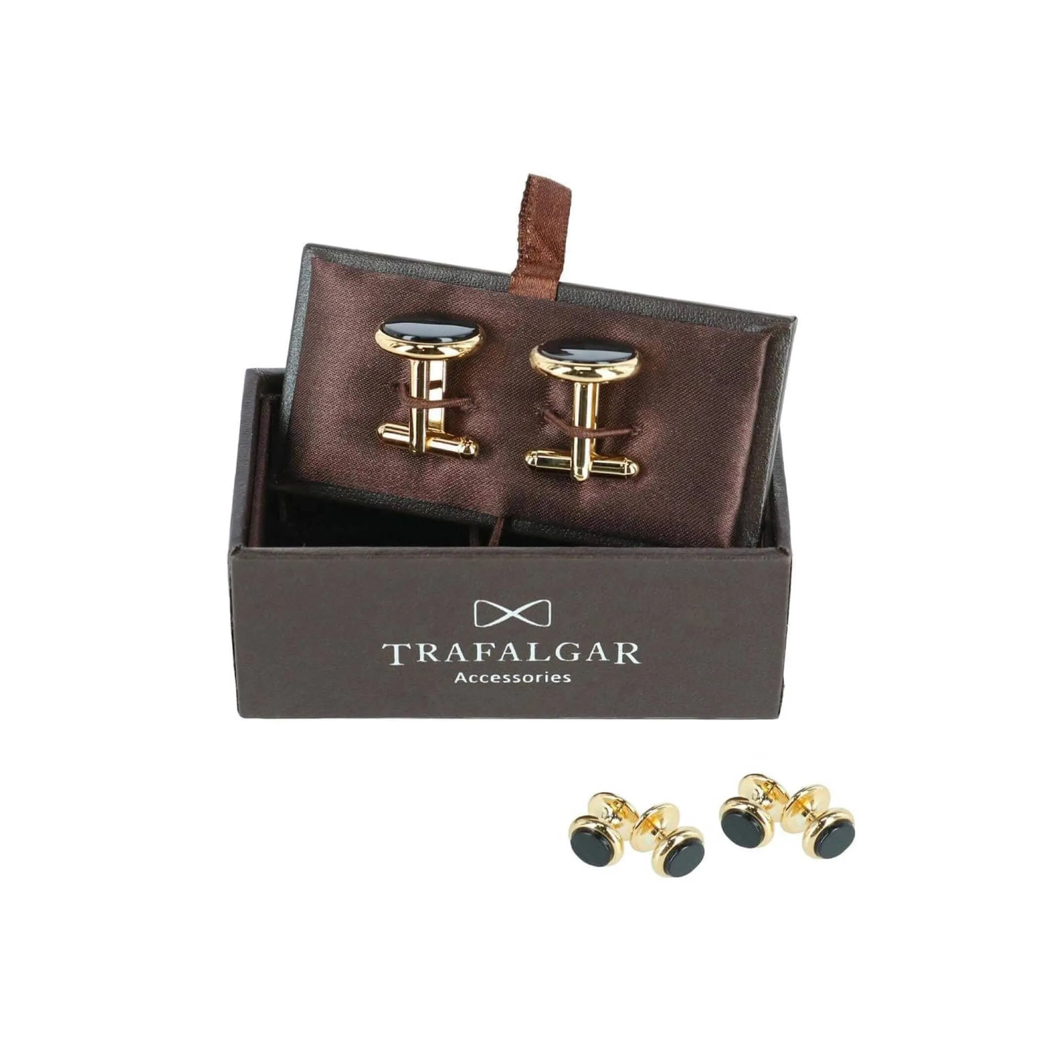 Trafalgar Sutton Genuine Onyx Stud & Cufflinks Formal Set