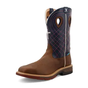 TWISTED X 12" Western Work Boot - Mocha & Navy