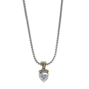 TWO TONE CLEAR CRYSTAL PENDANT NECKLACE #4112EH-CL