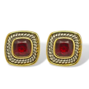 Two Tone Red Square cable Earrings for Women #73014ER-SIAM(FE10)