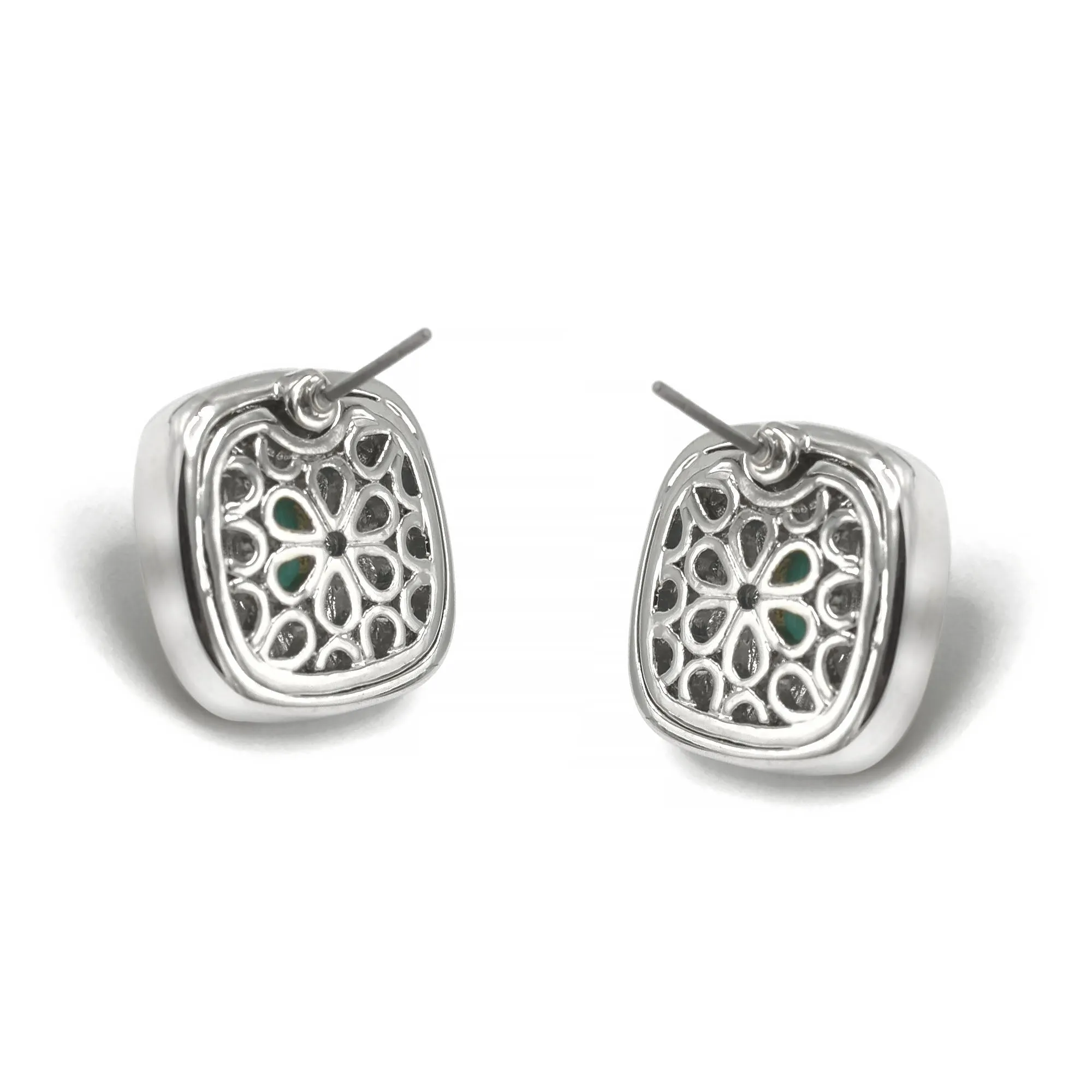 Two Tone Red Square cable Earrings for Women #73014ER-SIAM(FE10)