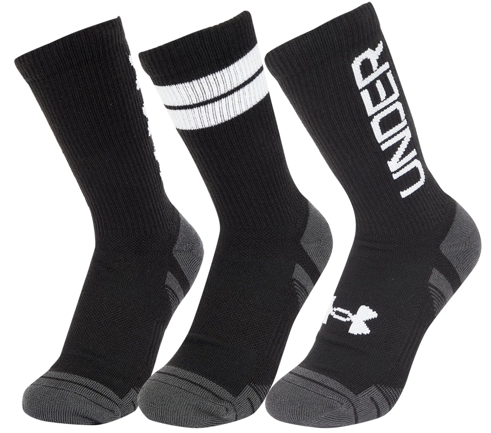 Under Armour Performance Tech (3 Pack) Crew Socks - Black