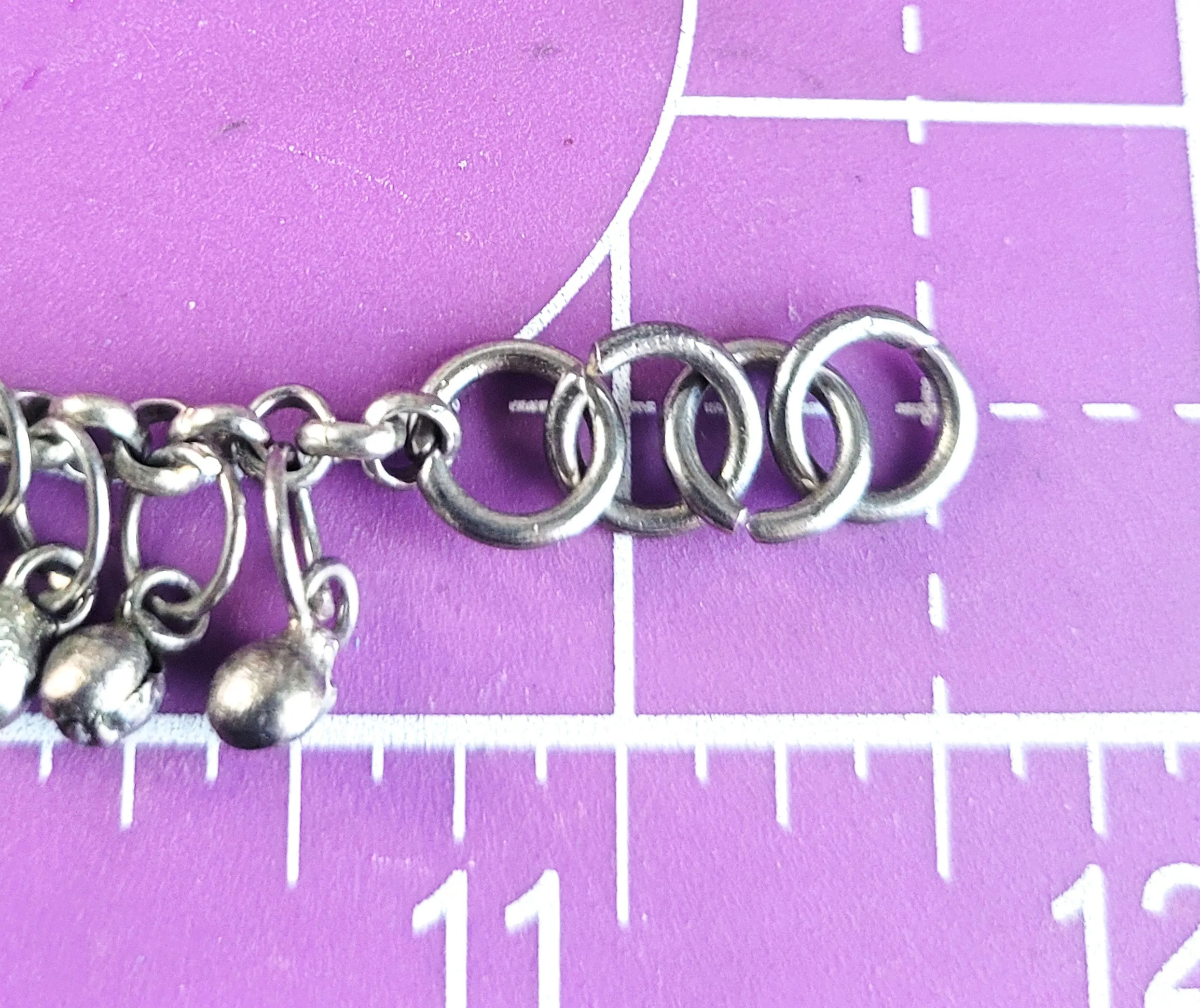 Vintage bright Tribal belly dance kuchi light bell anklet 11.5 inches long