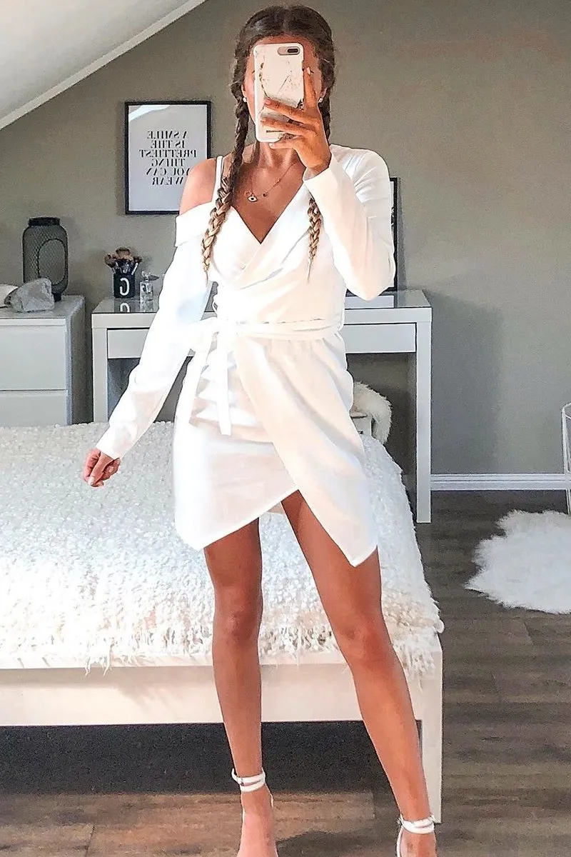 White Off The Shoulder Blazer Dress - Halia
