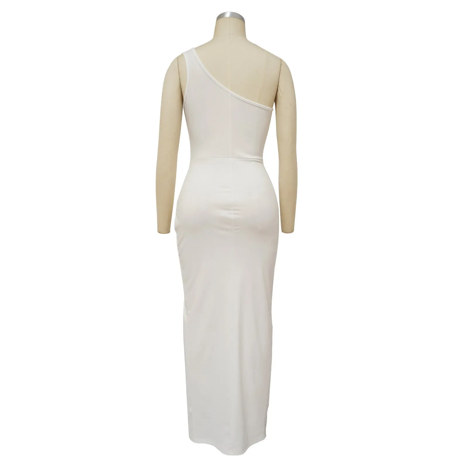 Women Solid Color Slim Sexy Backless Slit Tight Dress