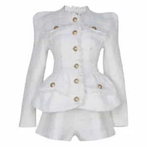 Womens Formal Skirt Two Piece Suit   Mini Skirt Fashion Set Long Sleeves