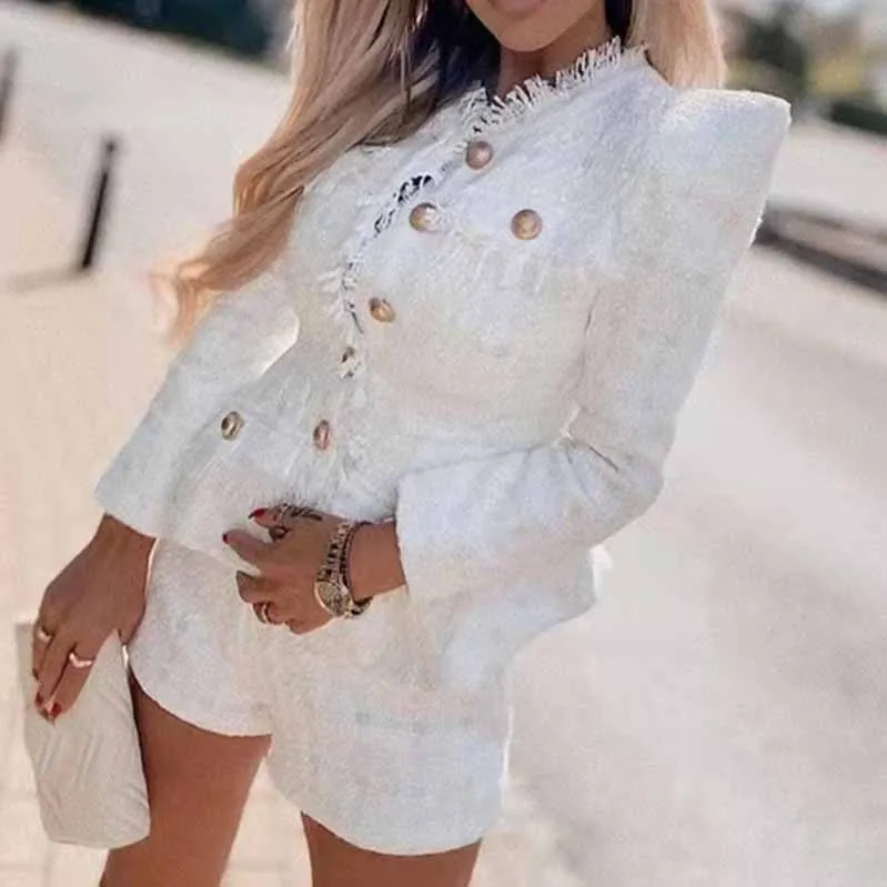 Womens Formal Skirt Two Piece Suit   Mini Skirt Fashion Set Long Sleeves